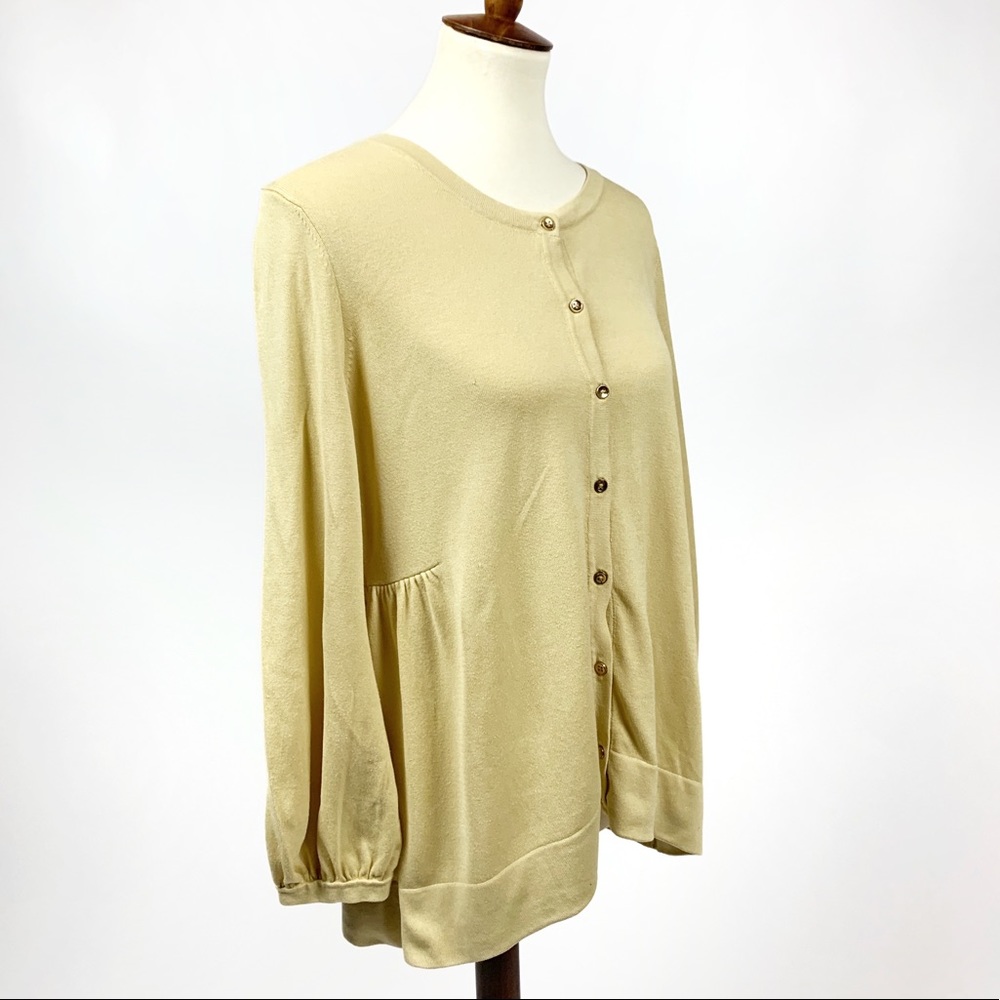 New York & Company Yellow Button Down Cardigan